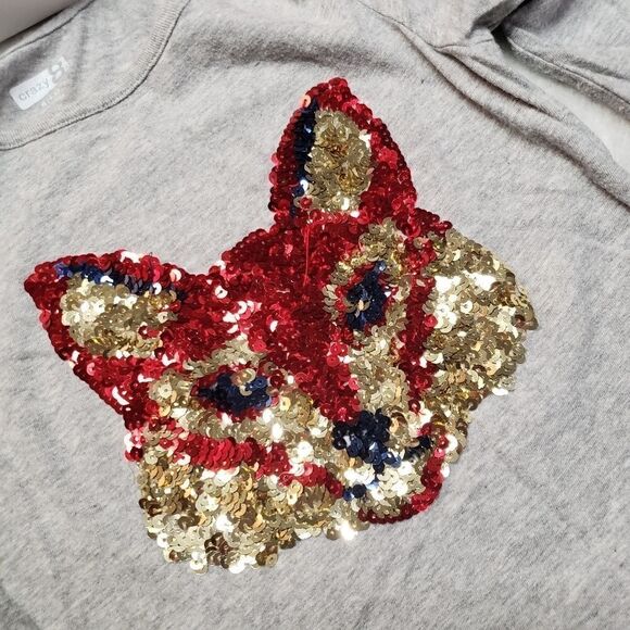 Crazy 8 Kids Sequin Fox Gray Long Sleeve pullover Shirt, Small 5-6 - Picture 3 of 13